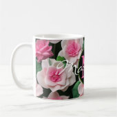 Hübsches rosa Blumenmuster Kaffeetasse (Links)