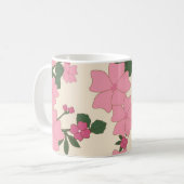 Hübsches rosa Blumenmuster Kaffeetasse (Vorderseite Links)