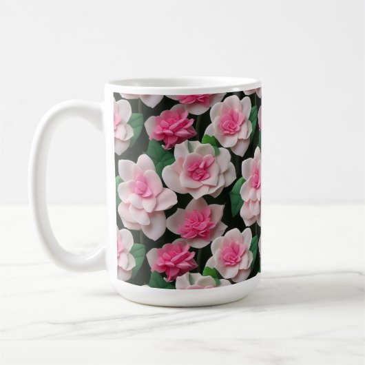Hübsches rosa Blumenmuster Kaffeetasse (Links)