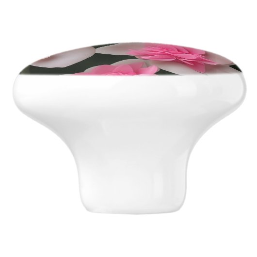 Hübsches rosa Blumenmuster Keramikknauf (Seitenansicht)