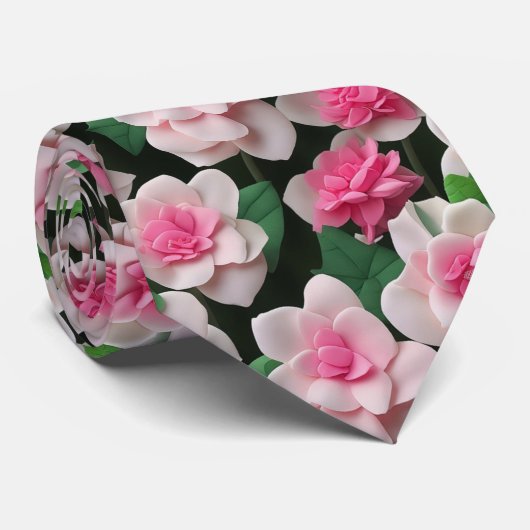 Hübsches rosa Blumenmuster Krawatte (Gerollt)