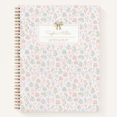 Hübsches rosa Blumenmuster mit Bow Monogramm Notizblock (Vorderseite)