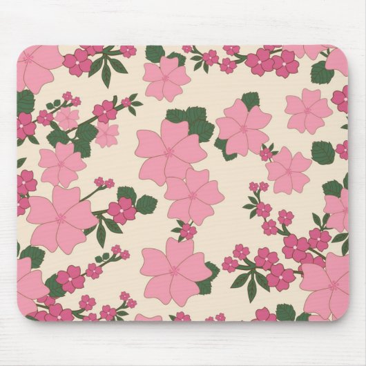 Hübsches rosa Blumenmuster Mousepad (Vorne)