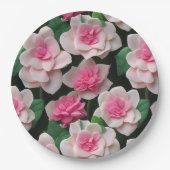 Hübsches rosa Blumenmuster Pappteller (Vorderseite)