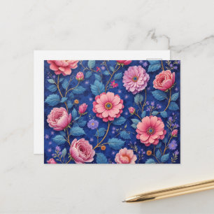 Hübsches rosa Blumenmuster Postkarte