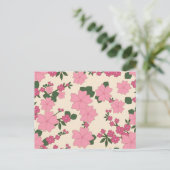 Hübsches rosa Blumenmuster Postkarte (Stehend Vorderseite)
