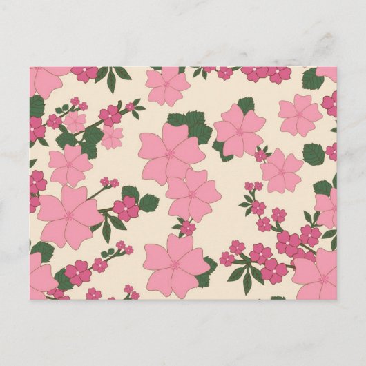 Hübsches rosa Blumenmuster Postkarte (Vorderseite)