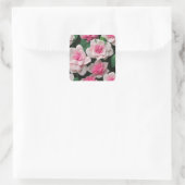 Hübsches rosa Blumenmuster Quadratischer Aufkleber (Tasche)