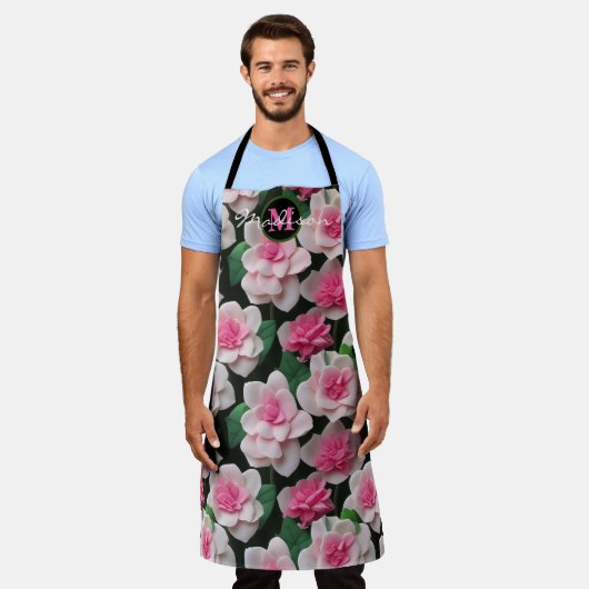 Hübsches rosa Blumenmuster Schürze (Getragen)