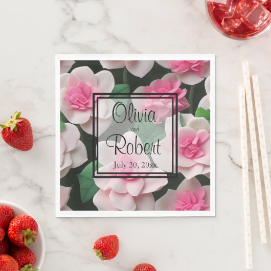 Hübsches rosa Blumenmuster Serviette (Beispiel)