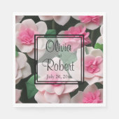 Hübsches rosa Blumenmuster Serviette (Vorderseite)