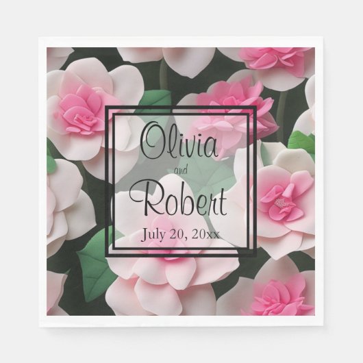 Hübsches rosa Blumenmuster Serviette (Vorderseite)