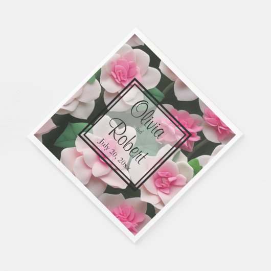 Hübsches rosa Blumenmuster Serviette (Ecke)