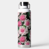 Hübsches rosa Blumenmuster Trinkflasche (Rückseite)
