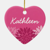 Hübsches rosa Blumentrio mit Namen Keramik Ornament (Hinten)