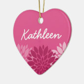 Hübsches rosa Blumentrio mit Namen Keramik Ornament (Links)