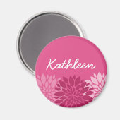 Hübsches rosa Blumentrio mit Namen Magnet (Vorderseite/Rückseite)