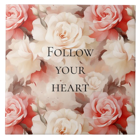 Hübsches Rosa Blütencreme Brautparty Fliese (Vorderseite)