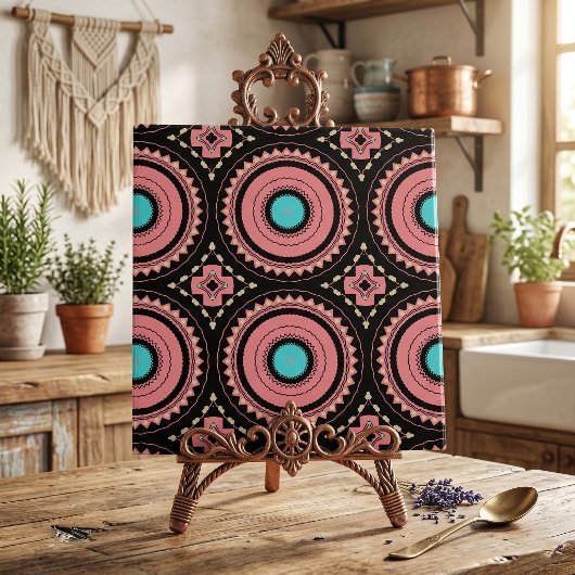 Hübsches rosa Boho Mosaikmuster Fliese