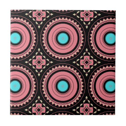 Hübsches rosa Boho Mosaikmuster Fliese (Vorderseite)