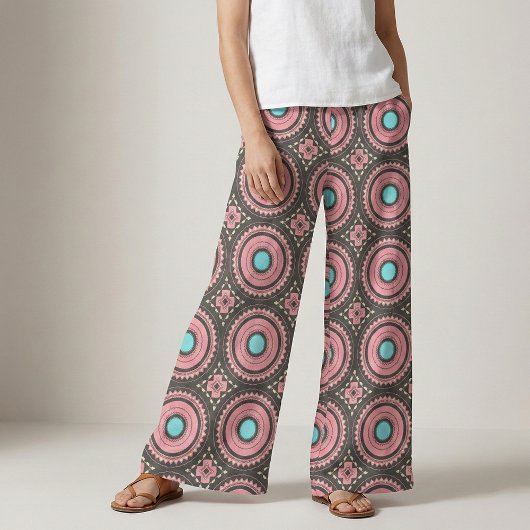 Hübsches rosa Boho Mosaikmuster Stoff