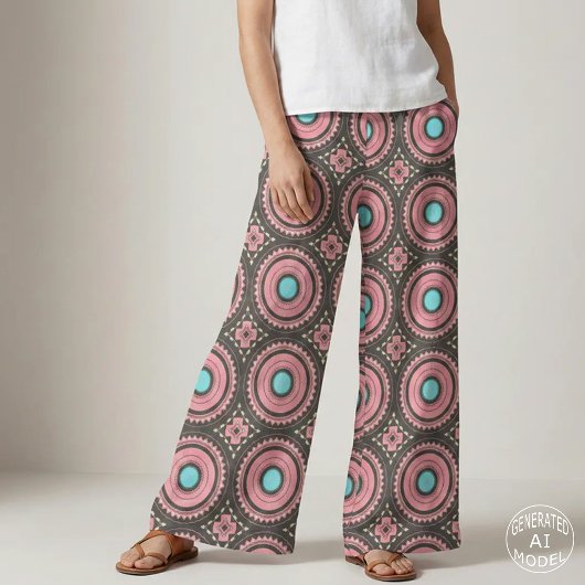 Hübsches rosa Boho Mosaikmuster Stoff