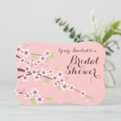 Hübsches Rosa/Braun Kirschblossom Brautparty Einladung (Stehend Vorderseite)