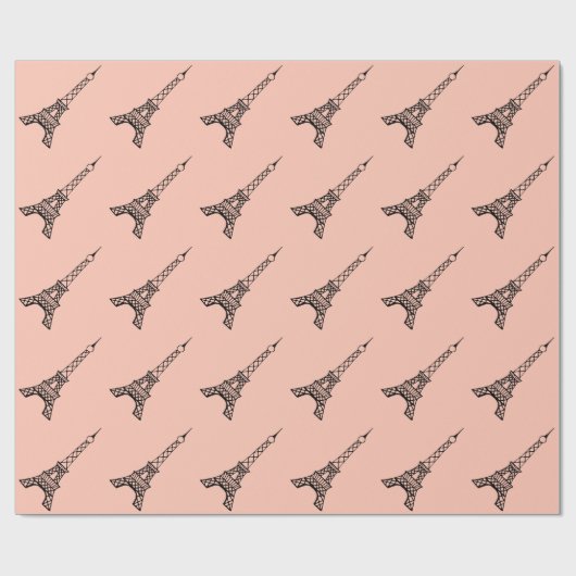 Hübsches rosa Eiffelturmpapier Geschenkpapier (Flach)