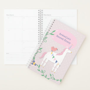 Hübsches Rosa Einhorn Girl's Secret Diary Planer