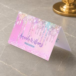 Hübsches rosa Einhorn Regenbogen Glitter Tropfen Visitenkarten