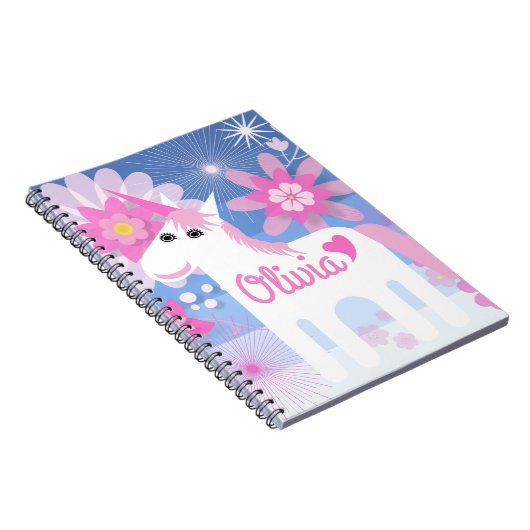 Hübsches rosa Einhorn-SpiralNotepad individuell an Notizblock (Rechte Seite)