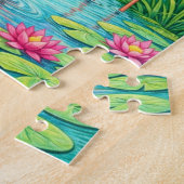 Hübsches Rosa-Flamingo-Teich-Puzzle Puzzle (Seite)