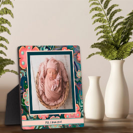 Hübsches, rosa, florales, Niedliches Foto Fotoplatte