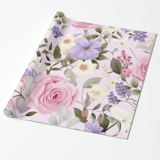 Hübsches rosa, florales Wrapping Paper Geschenkpapier (Ungerollt)