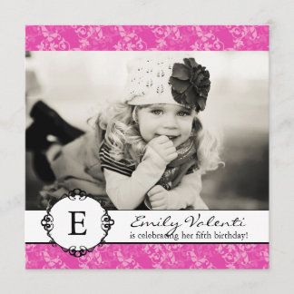 Hübsches Rosa Foto Geburtstagsparty Einladung