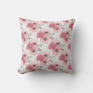 Hübsches rosa Gänseblümchen gestreiftes Blumenmust Kissen