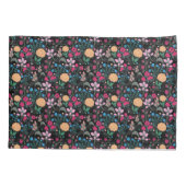 Hübsches rosa-gelbes schwarzes Blumenmuster Kissenbezug (Rückseite)