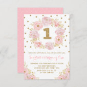 Hübsches rosa Goldblumen1. erstes Einladung (Vorne/Hinten)