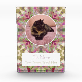 Hübsches Rosa Grünes Haustier Katze Hund Erinnerun Fotoblock