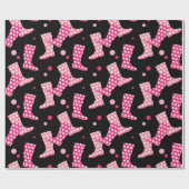 Hübsches rosa Gummi Stiefelmuster Geschenkpapier (Flach)