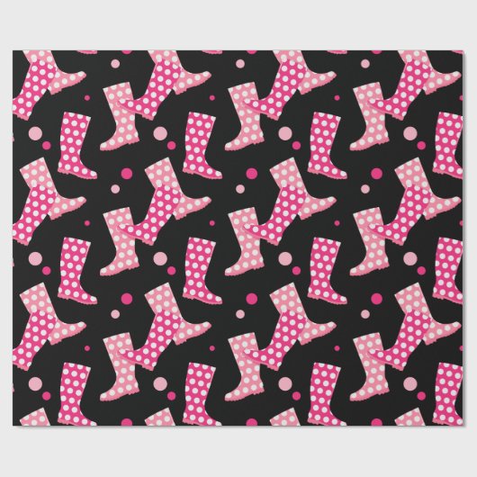 Hübsches rosa Gummi Stiefelmuster Geschenkpapier (Flach)