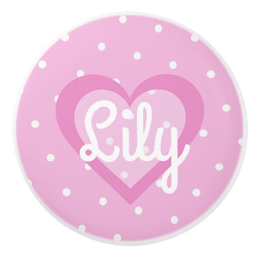 Hübsches rosa Herz Keramikknauf (Vorderseite)