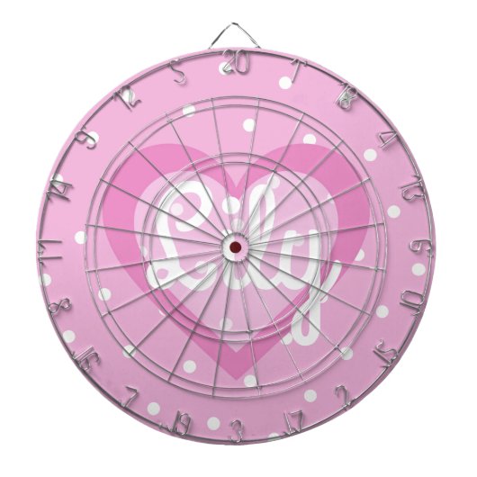 Hübsches rosa Herz-kundengerechter Polkapunkt Dartscheibe (vorne)