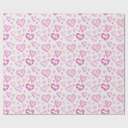 Hübsches rosa Herz Romantisches Wrapping Paper Geschenkpapier (Flach)