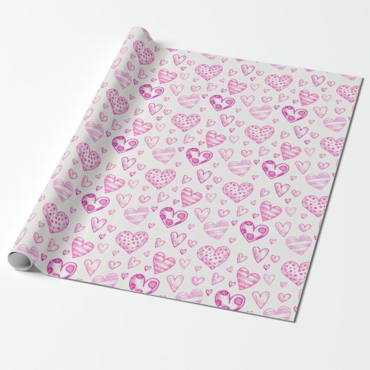 Hübsches rosa Herz Romantisches Wrapping Paper Geschenkpapier (Ungerollt)