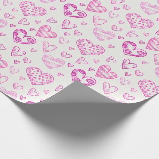 Hübsches rosa Herz Romantisches Wrapping Paper Geschenkpapier (Ecke)