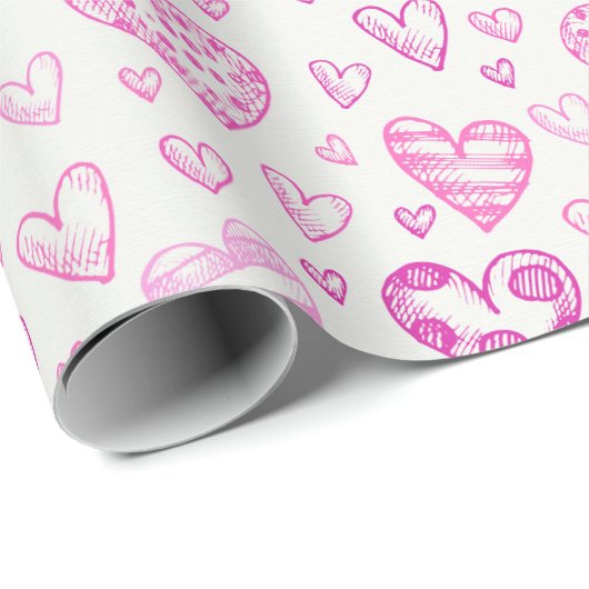 Hübsches rosa Herz Romantisches Wrapping Paper Geschenkpapier (Rolleneckpunkt)