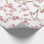 Hübsches rosa Kirschblütewatercolor-Muster Geschenkpapier (Ecke)