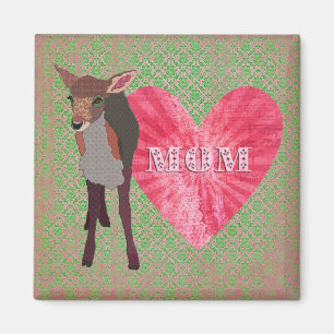 Hübsches rosa Kitz-eleganter Damast-Mama-Magnet Magnet