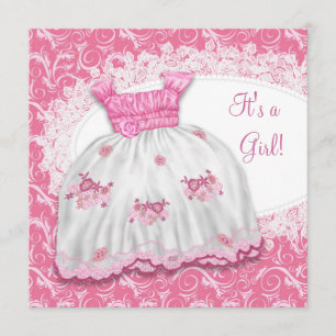 Hübsches rosa Kleid Baby Shower Einladung